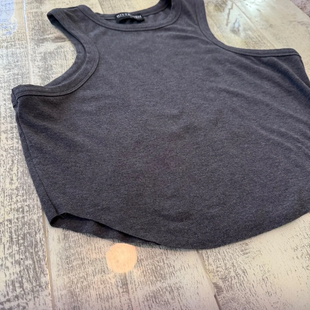 KITTENISH Women Tank Top Crop Gray XL Sleeveless Racerback Activewear Athleisure